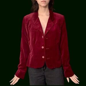 Red-Wine Velvet Vampy Blazer